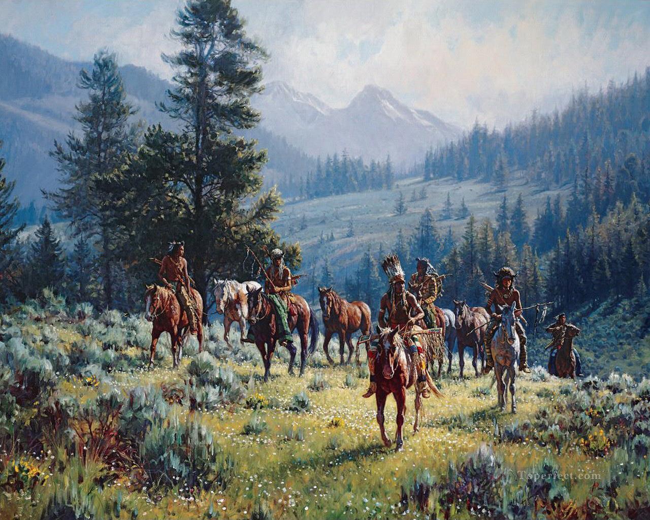 西部アメリカン・インディアン 26油絵